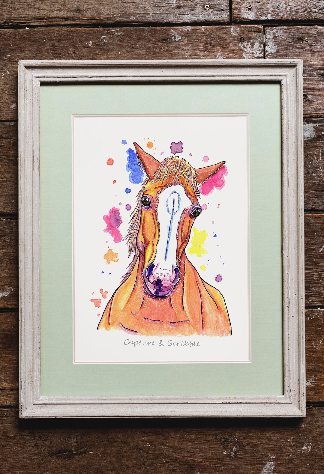 Colourful Watercolour Arabian Horse Art Print, Equine Wall Art, Horse