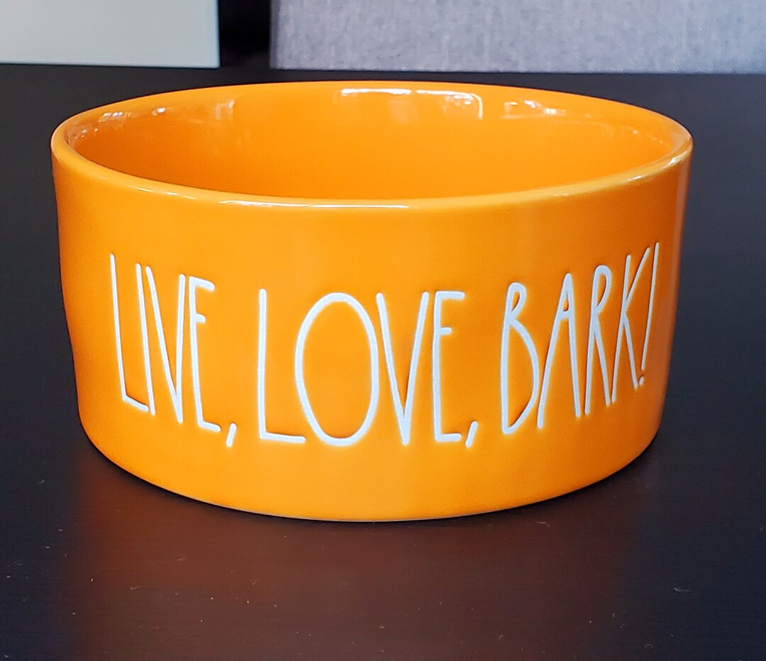 Rae Dunn Dog Bowl Love, Live, Bark Art Deco Print Bowl Artisan
