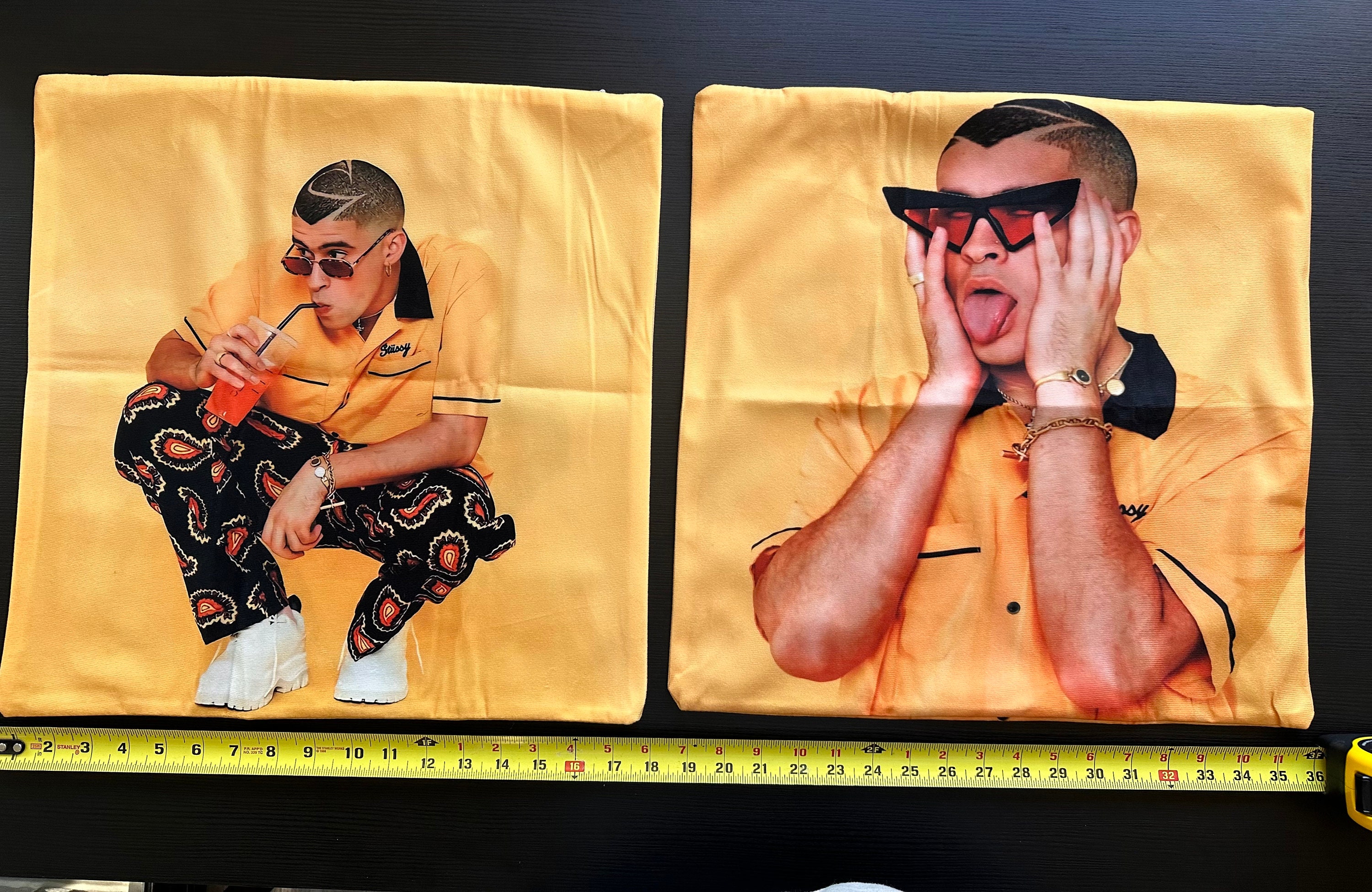 Custom Bad Bunny Singer Pillow Slips Polyester Pillowcases Zipper