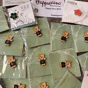 Starbucks Pin | Starbucks Kaffee Kirschblüte und Starbucks Bär Anstecker | Starbucks China Pin 2019 Ausgefallene | Starbucks Pin für Sammler.