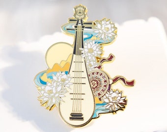NEW - Chinese musical instrument Vintage Pipa Hard Enamel Pin, Band Badge
