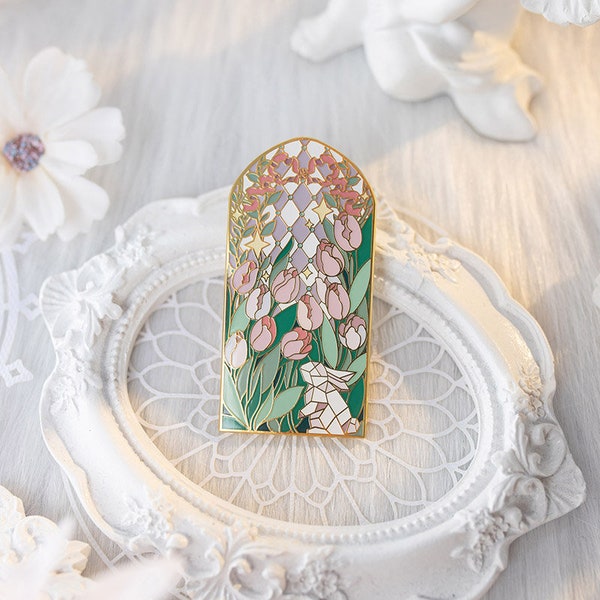 Whimsical Floral Enamel Pin Collection - Tulip, Bunny Rabbit & Botanical Beauties