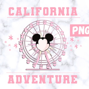 Cute Pink Ferris Wheel California Adventure PNG, Theme park PNG, Mickey ride digital download, Daisy Pretty in Pink Print on demand design