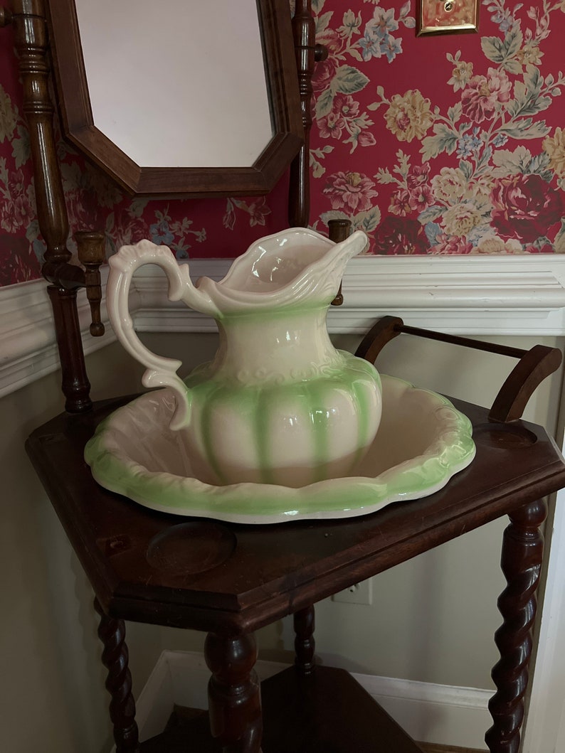 Vintage Antique Wash Basin Bowl and Pitcher - Etsy