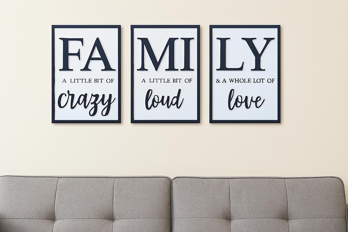 3 Piece Family Wall Decor 3d Family Wall Decor Living Room Wall Decor ...