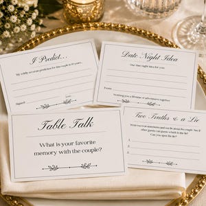 4-Piece Wedding Table Game Bundle | Editable Canva Conversation Starters | Elegant Wedding Guest Icebreaker Cards | Modern Reception Table