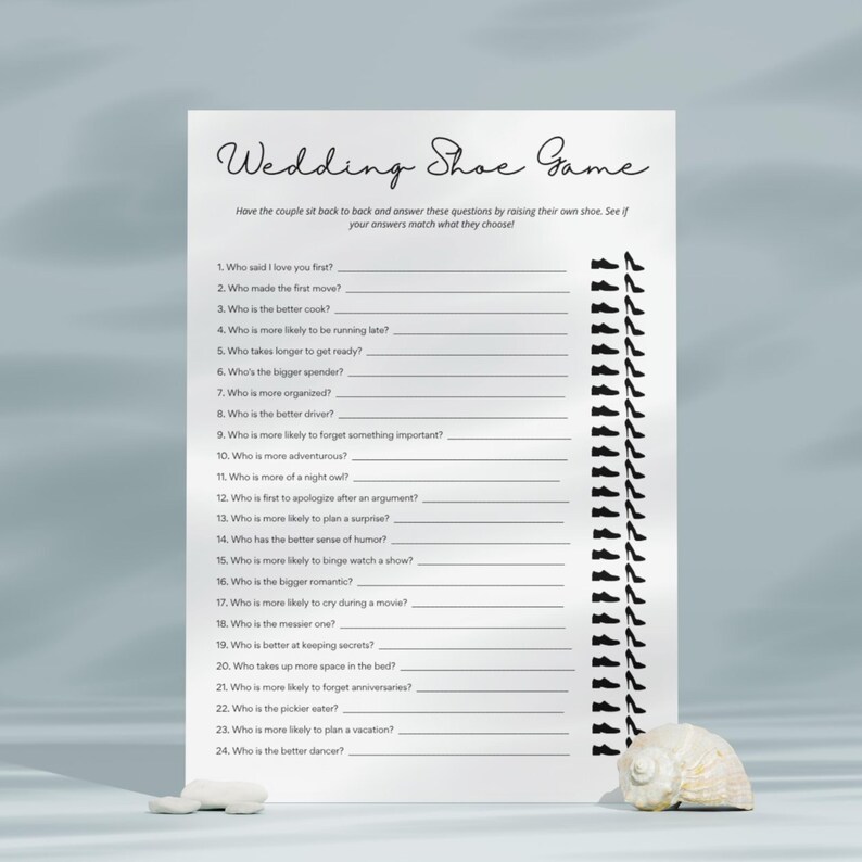 Wedding Shoe Game Template Canva | Funny Couples Bridal Shower Activity ...
