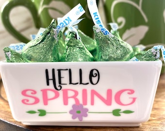 Spring Decor | Tiered Tray Decor | CANDY INCLUDED! | Hello Spring Decor | Candy Dish | Mint Dish | Nut Dish | Jewelry Dish | Change Dish