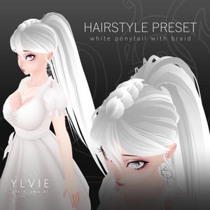 VRoid White Ponytail w/ Braid Hairstyle Preset