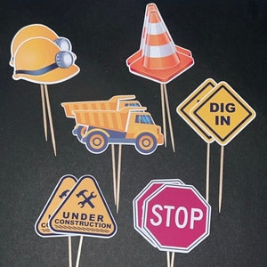 Construction Theme Cupcake Toppers, Cake Topper, Construction Party, Construction Theme Birthday Decorations