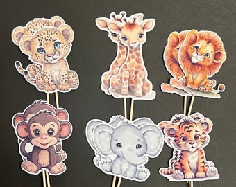 Wild One Cupcake Toppers, Cake Topper, Two Wild, Safari Cupcake Toppers, Animal cupcake Toppers, Premier anniversaire, Baby Shower