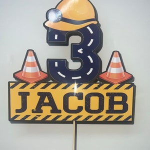 Custom Construction Theme Cake Topper, Construction Birthday Decorations, Construction Party, Cake Topper, Digger Party, Centerpiece