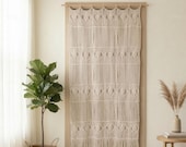 Large Macrame Wall Panel | Boho Cotton Doorway Curtain, Woven Textile Art