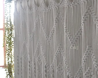 Macramé Doorway Curtains | Bohemian Room Divider | Handmade Door String Curtain | Door Window curtain | Birthday Party Wedding Backdrop