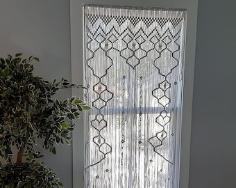 Large Window macrame curtain, Large macrame Wall hanging, White Macrame wall hanging, Woven Wall Hanging, House Warming Gifts