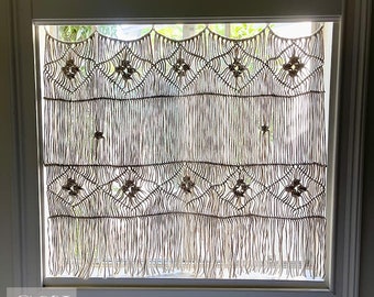 Macrame Curtain Wall Hanging, Doorway Window Curtains Handwoven Wedding Backdrop Arch, Closet Room Divider Boho Wall Decor