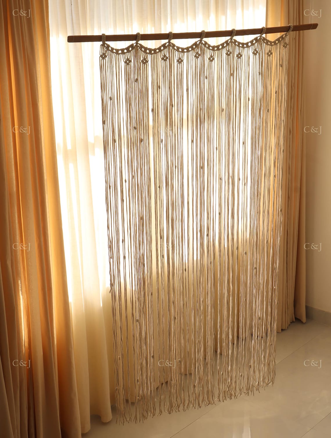 Macrame Doorway Curtain | Boho Room Divider | Closet Macrame Curtain ...