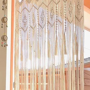 Macramé Doorway Curtains Bohemian Room Divider Handmade Door String Curtain Door Window curtain Birthday Party Wedding Backdrop image 4