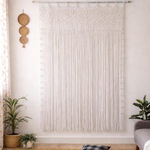 Handmade Macrame Curtain | Boho closet door panel, Room Divider Large window curtain