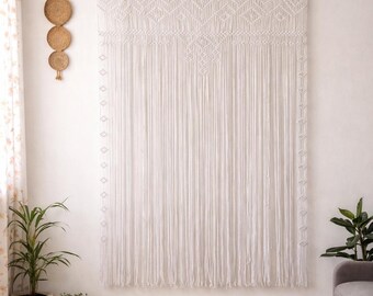 Handmade Macrame Curtain | Boho closet door panel, Room Divider Large window curtain