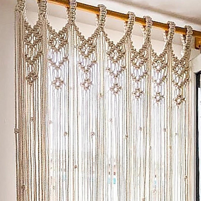 Macramé Doorway Curtains Bohemian Room Divider Handmade Door String Curtain Door Window curtain Birthday Party Wedding Backdrop image 2