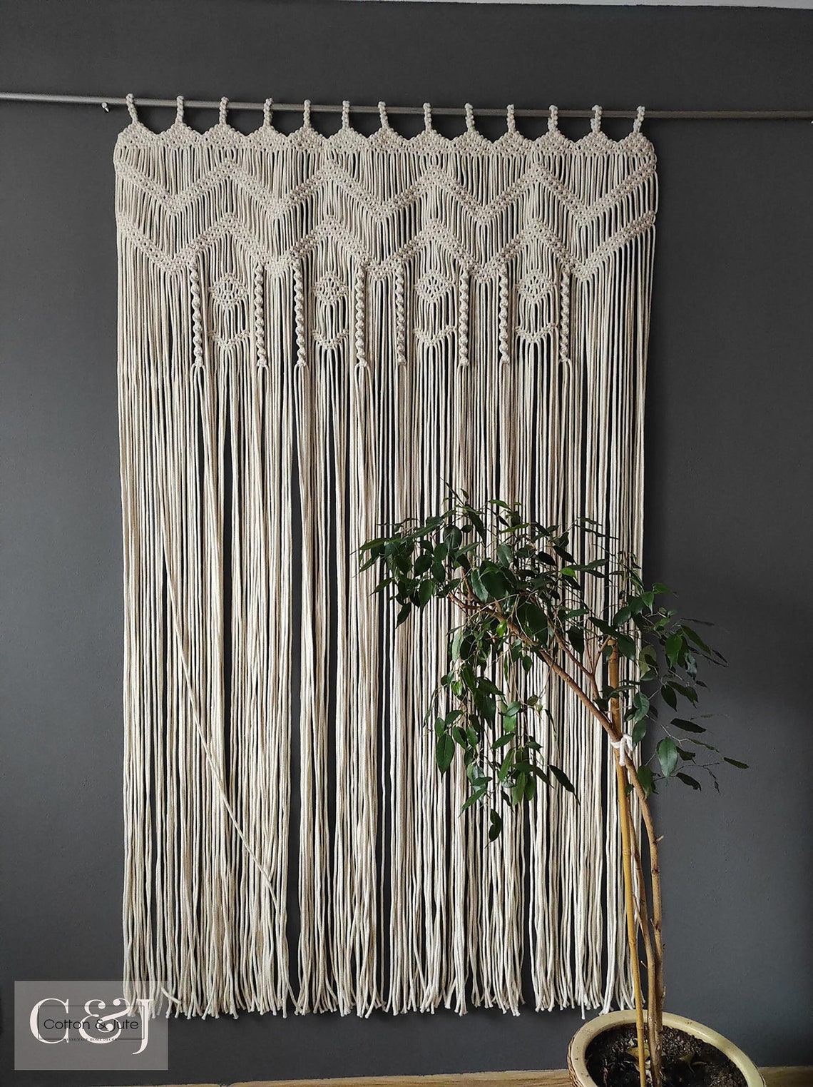 Macramé Doorway Curtains Bohemian Room Divider Handmade Etsy