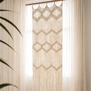 Handmade Macrame Curtain | Boho Room Divider, Doorway Tapestry