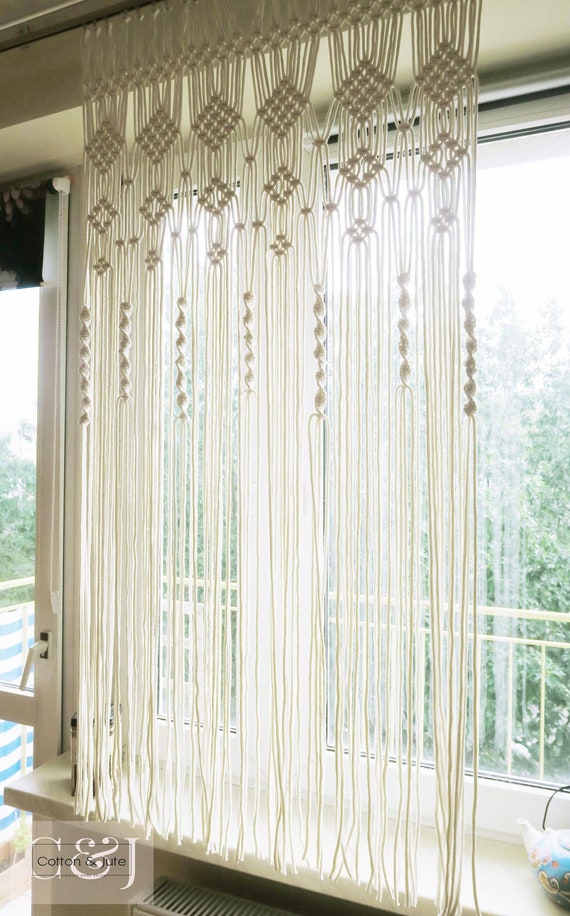 Achart Cortina de macramé para colgar en la pared, cortinas de ventana,  paneles de cortina de ventana, tejido a mano, bohemio, telón de fondo de  boda