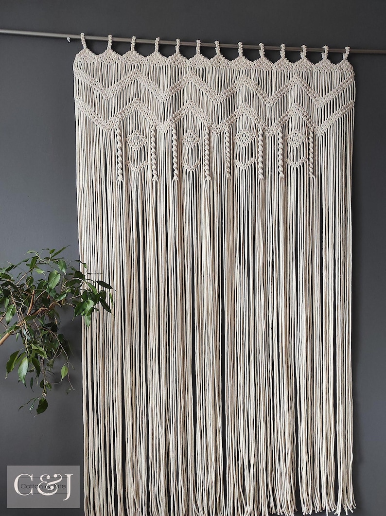 Macramé Doorway Curtains Bohemian Room Divider Handmade Etsy