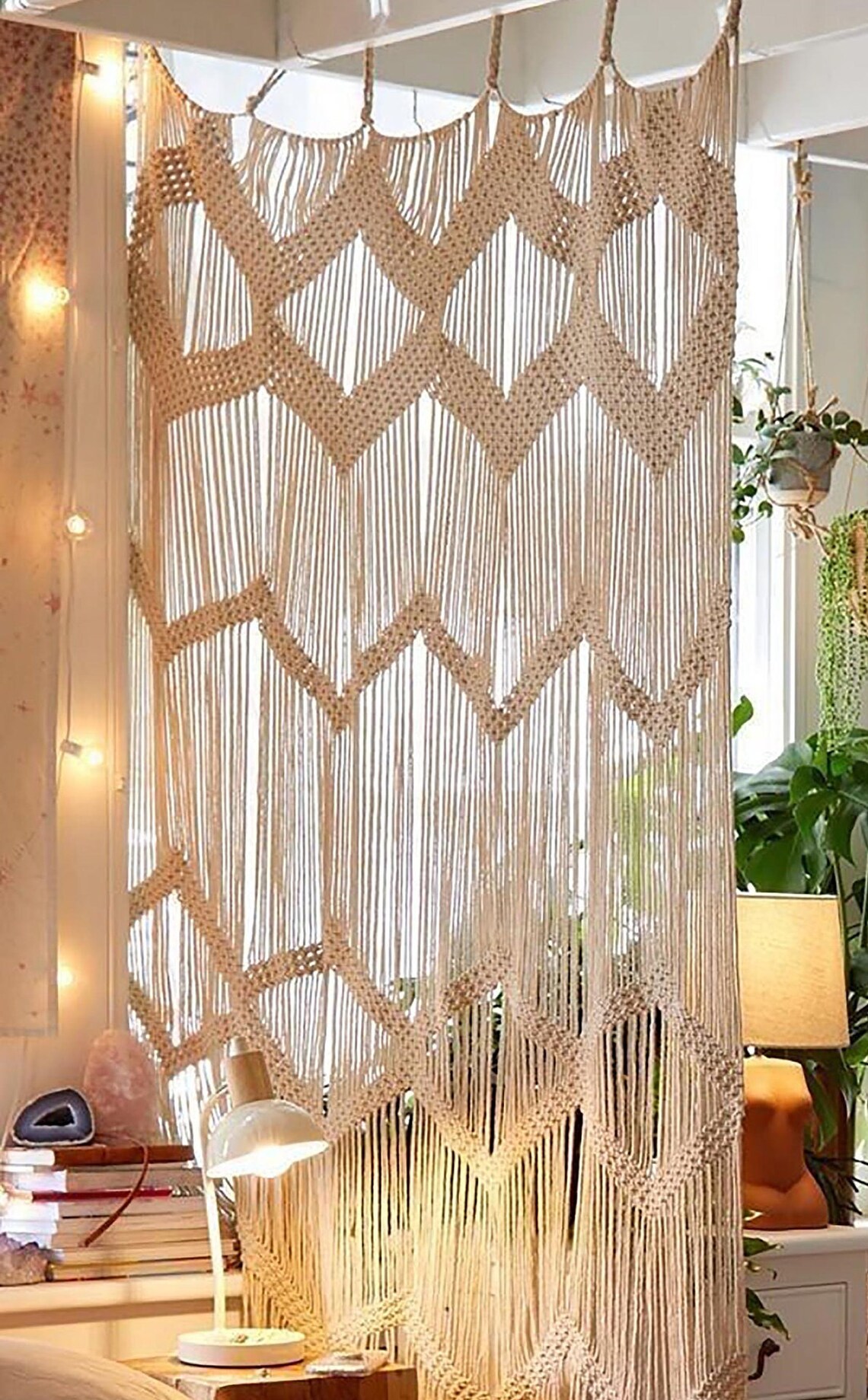 Macramé Doorway Curtains Bohemian Room Divider Handmade Etsy