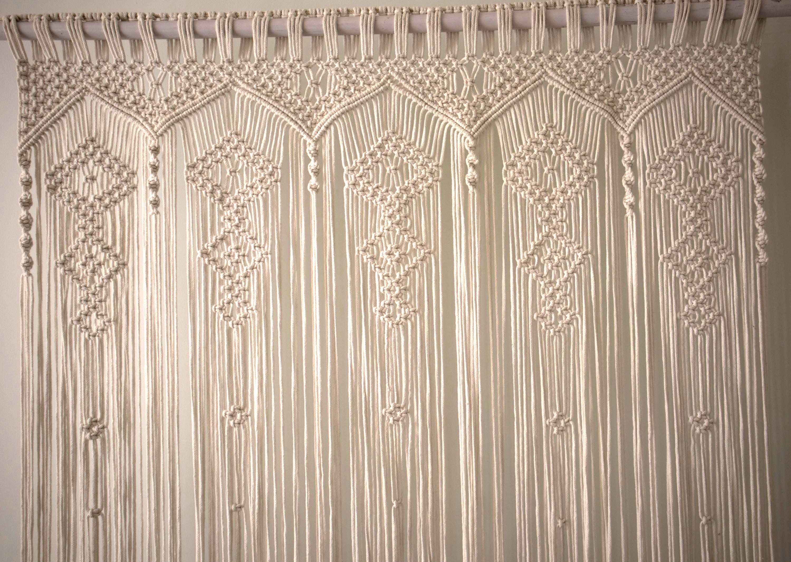 Large Macrame Curtain – Window or Door Curtain,  Hanging – Boho Wedding Backdrop – Handmade Wall Tapestry – Home & Party Decor – 100% Cotton