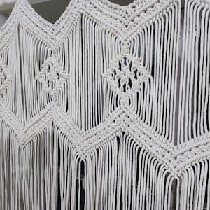 Large Window macrame curtain, Large macrame Wall hanging, White Macrame wall hanging, Woven Wall Hanging, House Warming Gifts