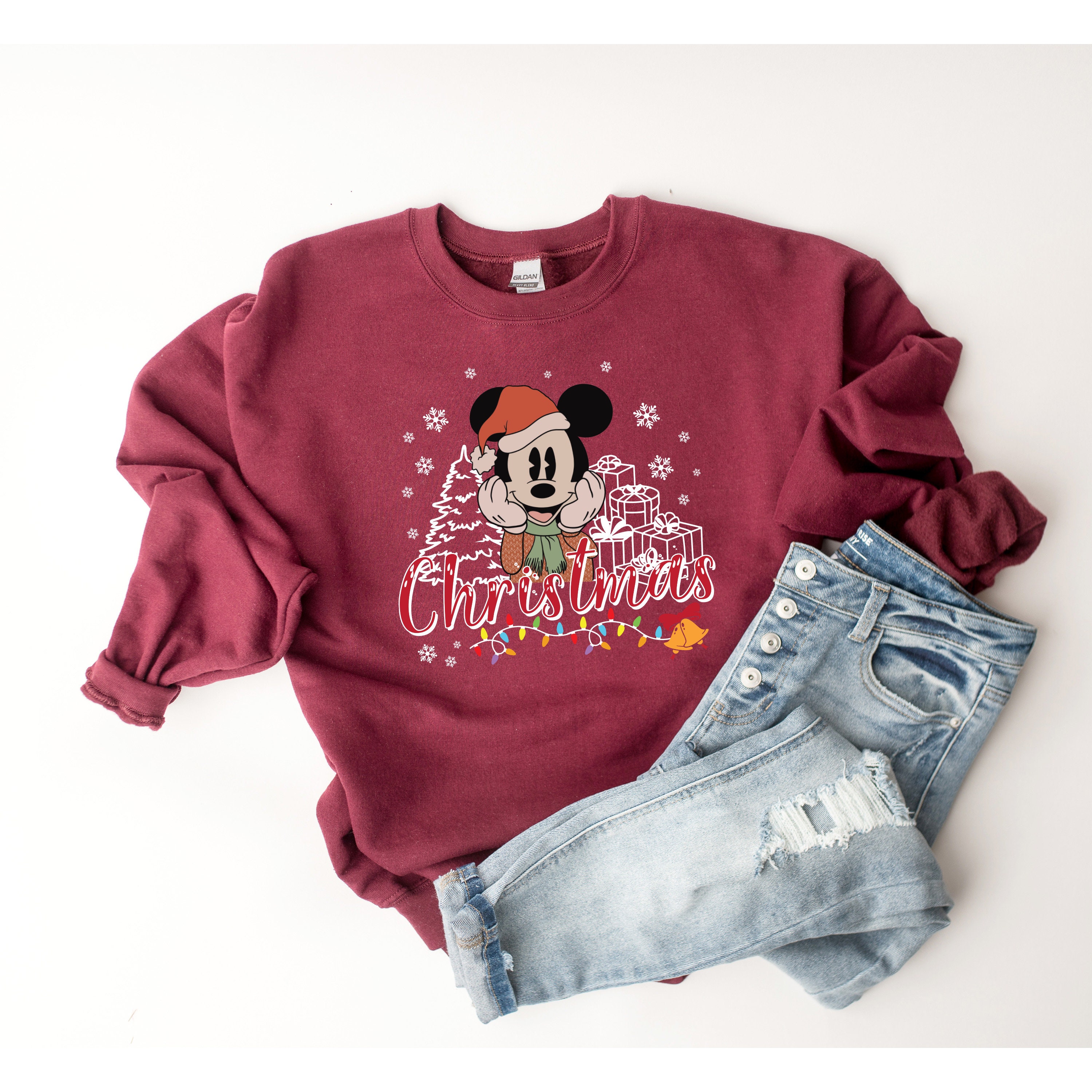 Discover Vintage Disney Christmas Sweatshirt, Mickey Christmas Sweatshirt, Christmas Hoodie, Mickey Christmas Hoodie, Mickey Mouse Christmas Sweater