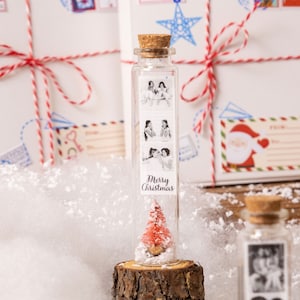 ピンクのツリーのクリスマスプレゼント、お母さんへのプレゼント、ガールフレンドへのプレゼント、クリスマスカード、写真付きプレゼント、ボトルに入ったメッセージ、友人や家族へのクリスマスプレゼント