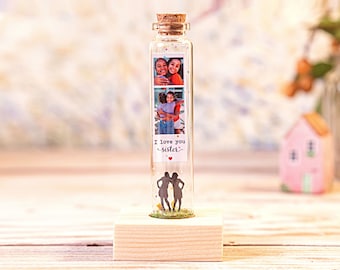 Zuster geschenken voor zuster bericht in fles met foto cadeau gepersonaliseerde zuster cadeau gepersonaliseerde beste vrienden cadeau ik mis je kaart verjaardag