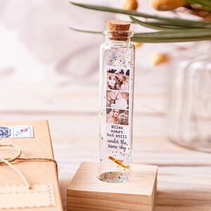Always under the same Sky Long Distance Relationship Gift Deployment Miles apart Army wife Military plane Message in bottle with photos Gift image 2