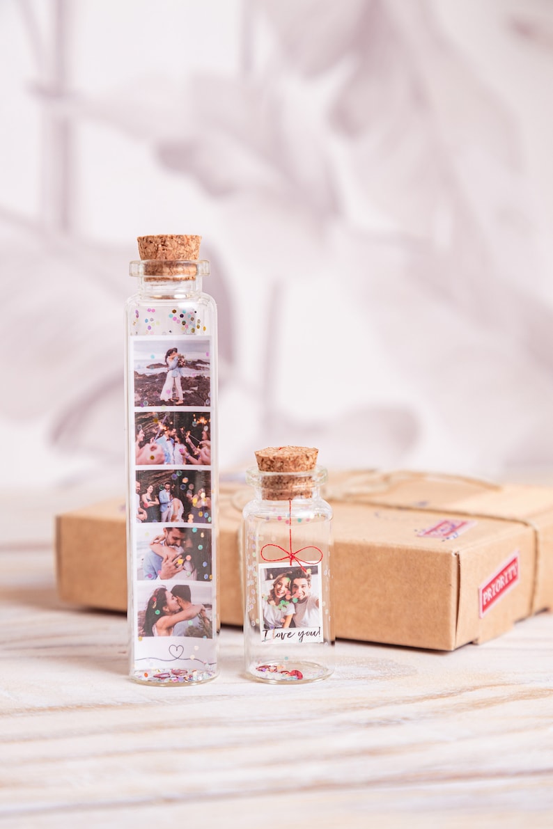 1 Year gifts for boyfriend husband 1st year gift anniversary present with photos Message in a Bottle Personalised Gifts For Her For Him Love image 4