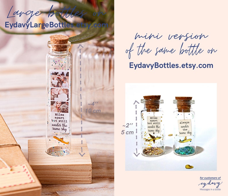 Always under the same Sky Long Distance Relationship Gift Deployment Miles apart Army wife Military plane Message in bottle with photos Gift image 9