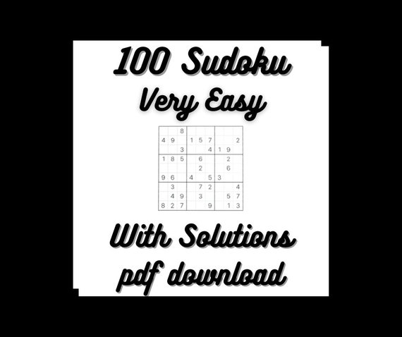 100 very easy sudoku puzzles printable pdf download etsy