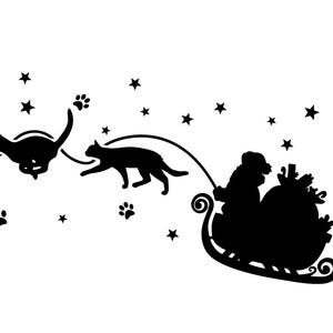 Christmas Cats Sleigh Ride Vinyl Decal - Holiday Decoration