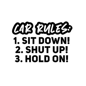 Car Rules Window Vinyl Decal Bumper Sticker