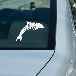 Floral Dolphin Silhouette Vinyl Decal: Car, Laptop, Tumbler Sticker