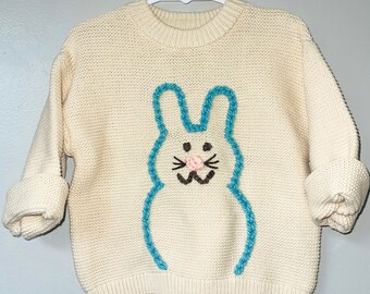 Kids Easter Sweater, Embroidered Sweater, Peep Sweater, Chunky Baby Sweater, Kids Sweater, Custom Kids Sweater, Easter, Kids Easter Basket