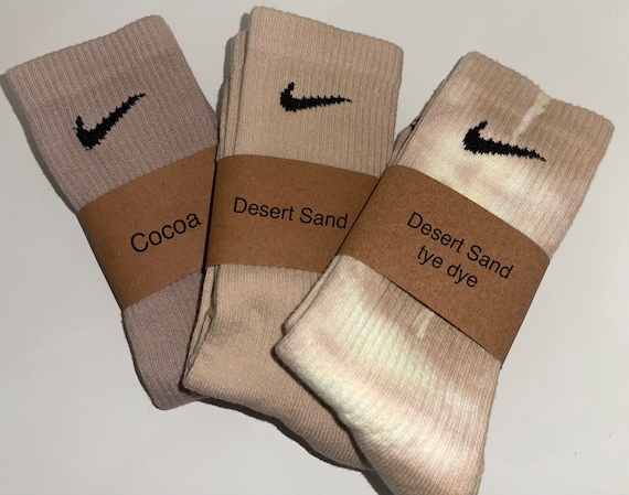 Custom Hand Dyed Nike Brown Socks,everyday Crew  Socks,beige,cream,nude,brown Socks,minimal,for Sneakers,cute Gift  Idea,aesthetic Socks -  Canada