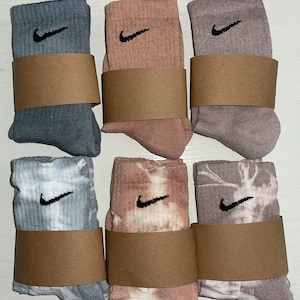 Earth Tones 6 Pack Nike Solid Dye Crew Socks, Earth tones tye dye pack neutral tones, adult Nike socks