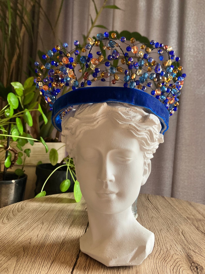 Pearl Wedding Crown Accessory Romantic Statement Handmade Beaded image 1