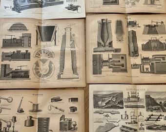 Bundle of 6 Antique Old Machines print 1899 Orginal prints