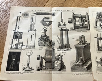 Bundle of 5 Antique Old Machines print 1899 Orginal