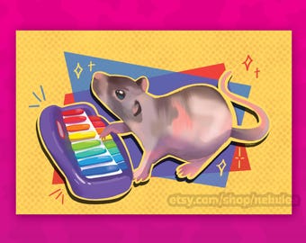 Neil Banging Out The Tunes 4x6 Postcard Print