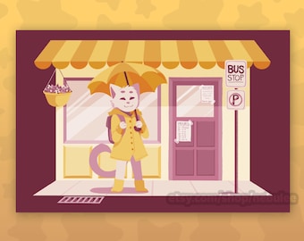 Waiting For The Bus 4x6 Postcard Print